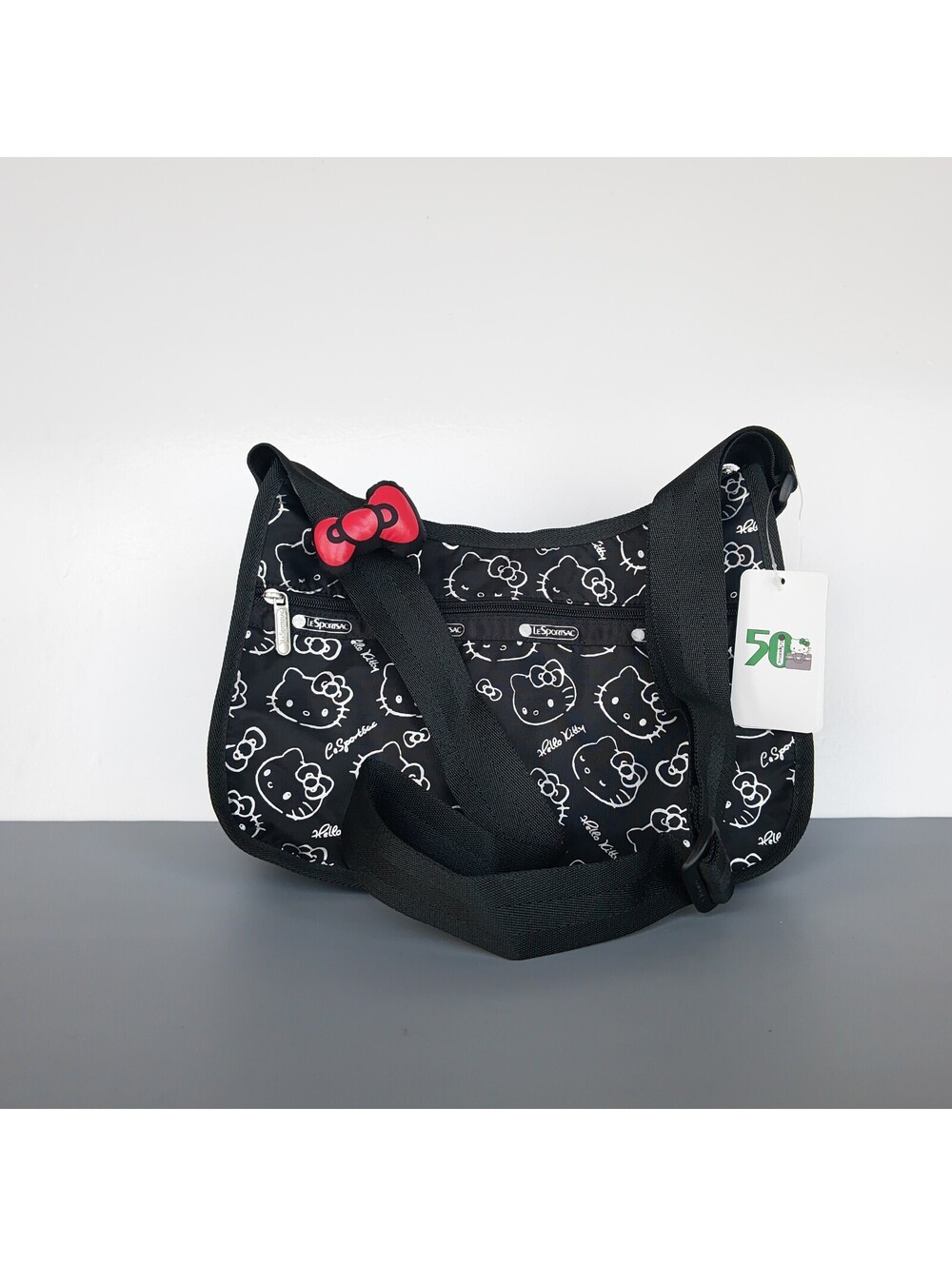 LeSportsac x Hello Kitty 50th Anniversary Black Classic Hobo Crossbody Bag NWT